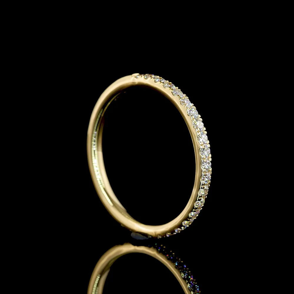 14K Yellow Gold Half Eternity Band with U-Prong Set Round Lab Diamonds - 0.29 Carat Total Diamond Weight - Covaloro Fine Jewelry - Image 3