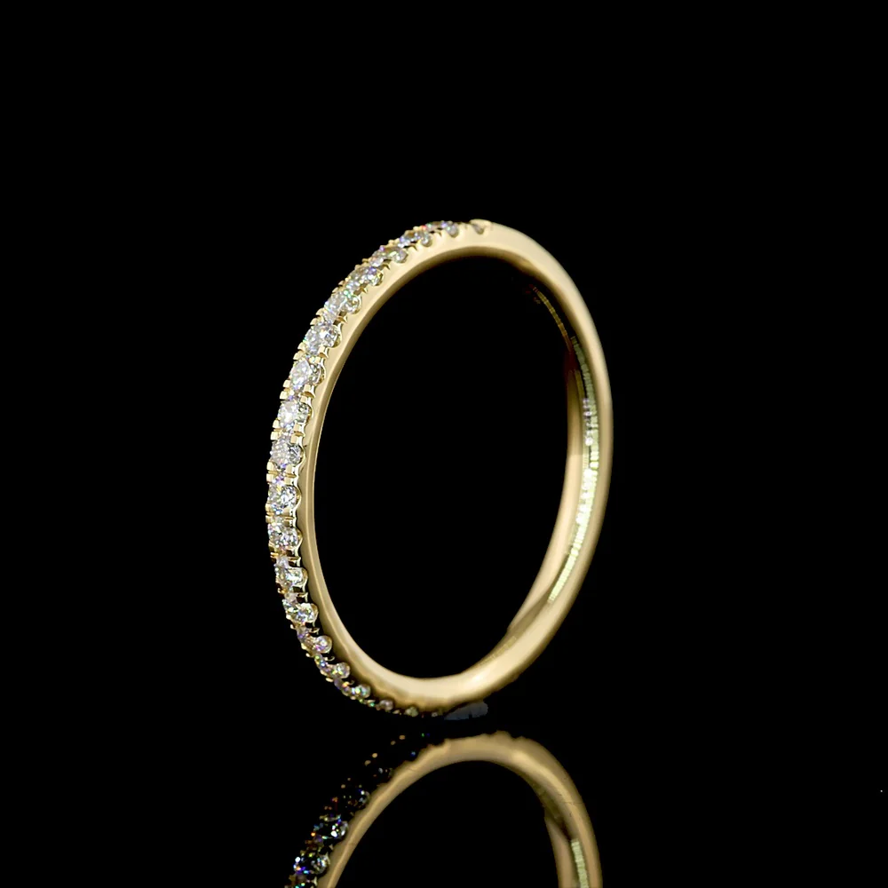 14K Yellow Gold Half Eternity Band with U-Prong Set Round Lab Diamonds - 0.29 Carat Total Diamond Weight - Covaloro Fine Jewelry - Image 4