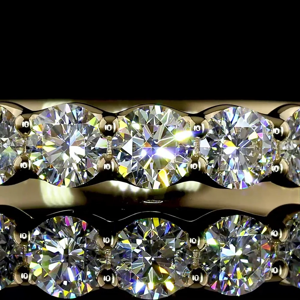 14K Yellow Gold Half Eternity Band with U-Prong Set Round Lab Diamonds - 1.00 Carat Total Diamond Weight - Covaloro Fine Jewelry - Image 2