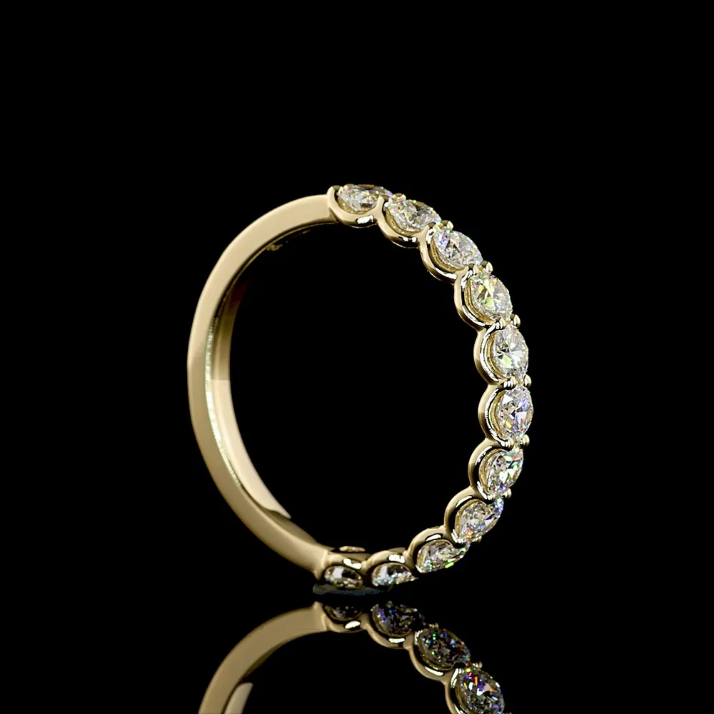 14K Yellow Gold Half Eternity Band with U-Prong Set Round Lab Diamonds - 1.00 Carat Total Diamond Weight - Covaloro Fine Jewelry - Image 3