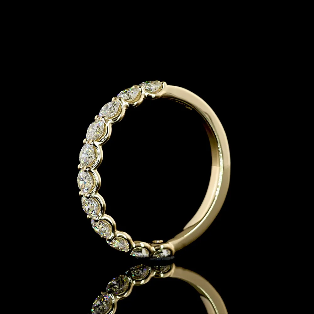 14K Yellow Gold Half Eternity Band with U-Prong Set Round Lab Diamonds - 1.00 Carat Total Diamond Weight - Covaloro Fine Jewelry - Image 4