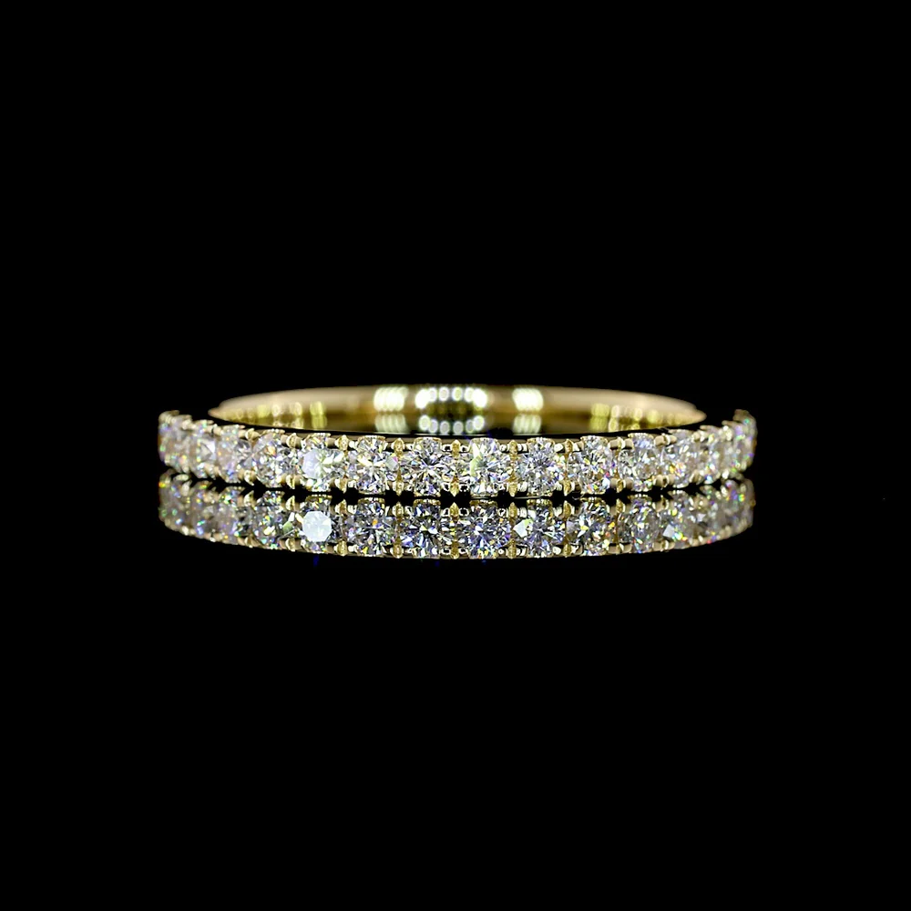 14K Yellow Gold Half Eternity Ring with Bezel Set Round Lab-Grown Diamonds - 0.36 Carat Total Weight - Covaloro Fine Jewelry