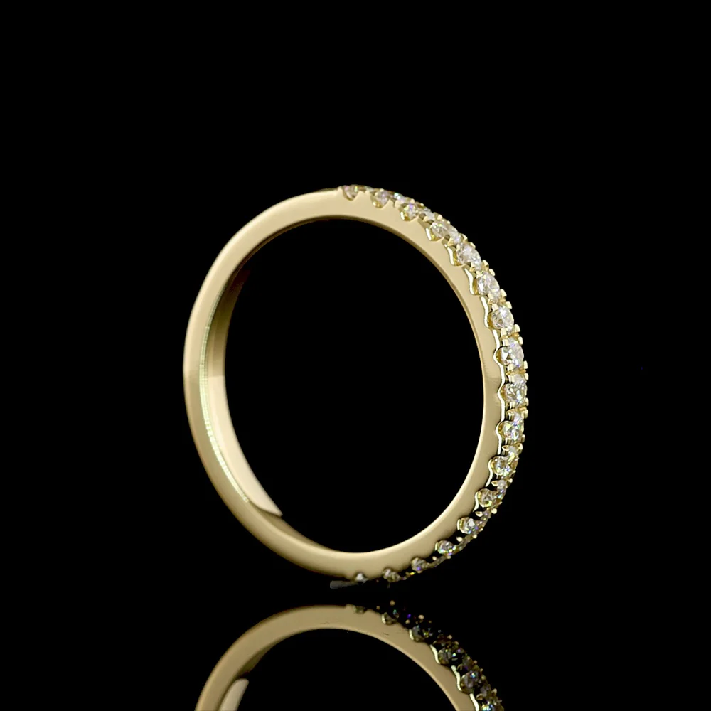 14K Yellow Gold Half Eternity Ring with Bezel Set Round Lab-Grown Diamonds - 0.36 Carat Total Weight - Covaloro Fine Jewelry - Image 3