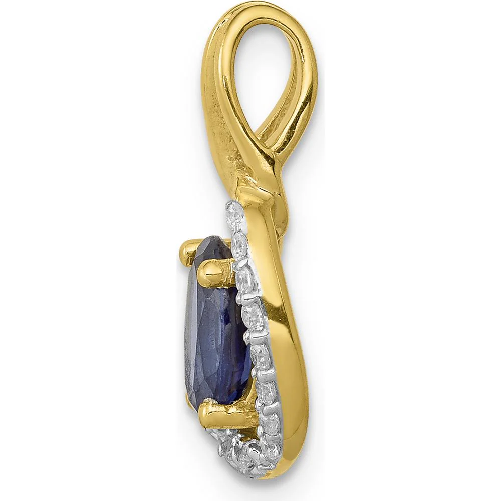 14K Yellow Gold Halo Pendant with Oval Sapphire and Round Diamonds - 0.85 Carat Sapphire, 0.03 Carat Diamond Total Weight by Lumare Gioia - Image 2