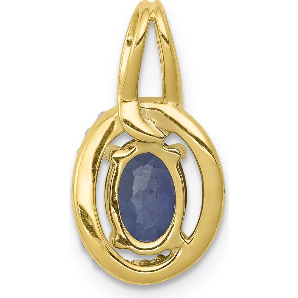 14K Yellow Gold Halo Pendant with Oval Sapphire and Round Diamonds - 0.85 Carat Sapphire, 0.03 Carat Diamond Total Weight by Lumare Gioia - Image 3