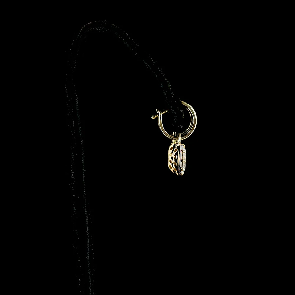 14K Yellow Gold Hanging Drop Earrings with Oval Cut Lab Grown Diamonds - 2.05 Carat Total Diamond Weight (E-F Color, VS1 Clarity) - Covaloro Fine Jewelry - Image 3