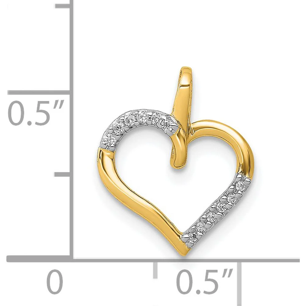 14K Yellow Gold Heart Pendant with Round Diamond Accents - 1/20 Carat Total Diamond Weight by Monteluci Fine Jewelry - Image 4