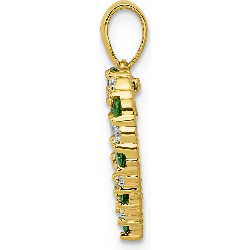 14K Yellow Gold Heart Pendant with Round Emeralds and Diamonds - 0.40 Carat Total Gem Weight by Lumare Gioia - Image 2