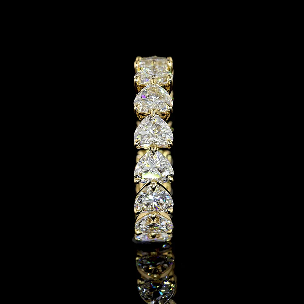14K Yellow Gold Heart Shape Eternity Band with 16 Prong-Set Lab Diamonds - 4.48 Carat Total Diamond Weight, E-F Color VS Clarity - Covaloro Fine Jewelry - Image 3