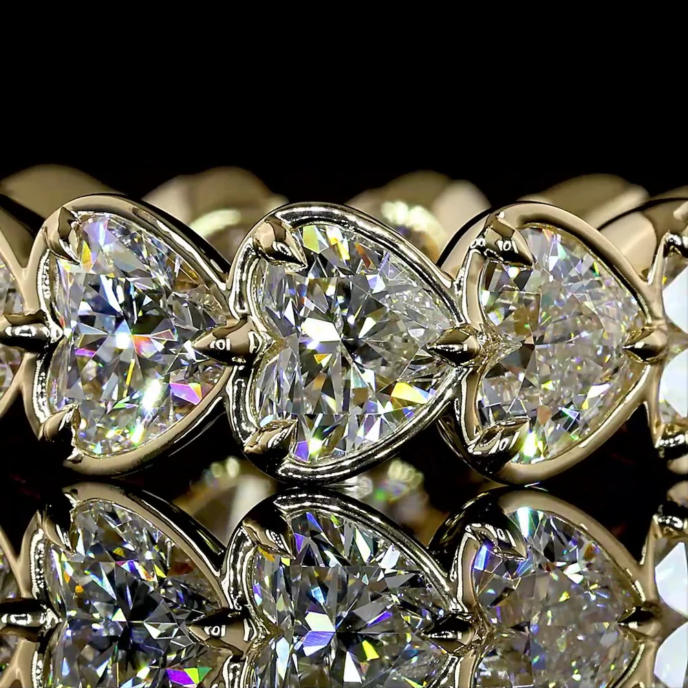 14K Yellow Gold Heart Shape Eternity Band with Bezel-Prong Set Lab Diamonds - 7.51 Carat Total Weight, E-F Color VS1 Clarity, East-West Orientation - Covaloro Fine Jewelry - Image 2