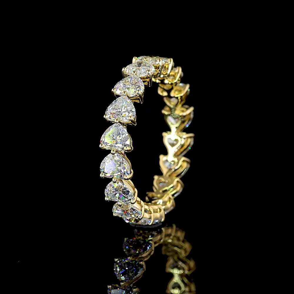 14K Yellow Gold Heart Shape Eternity Band with East-West Set Lab Diamonds - 3.54 Carats Total Diamond Weight - Covaloro Fine Jewelry - Image 4
