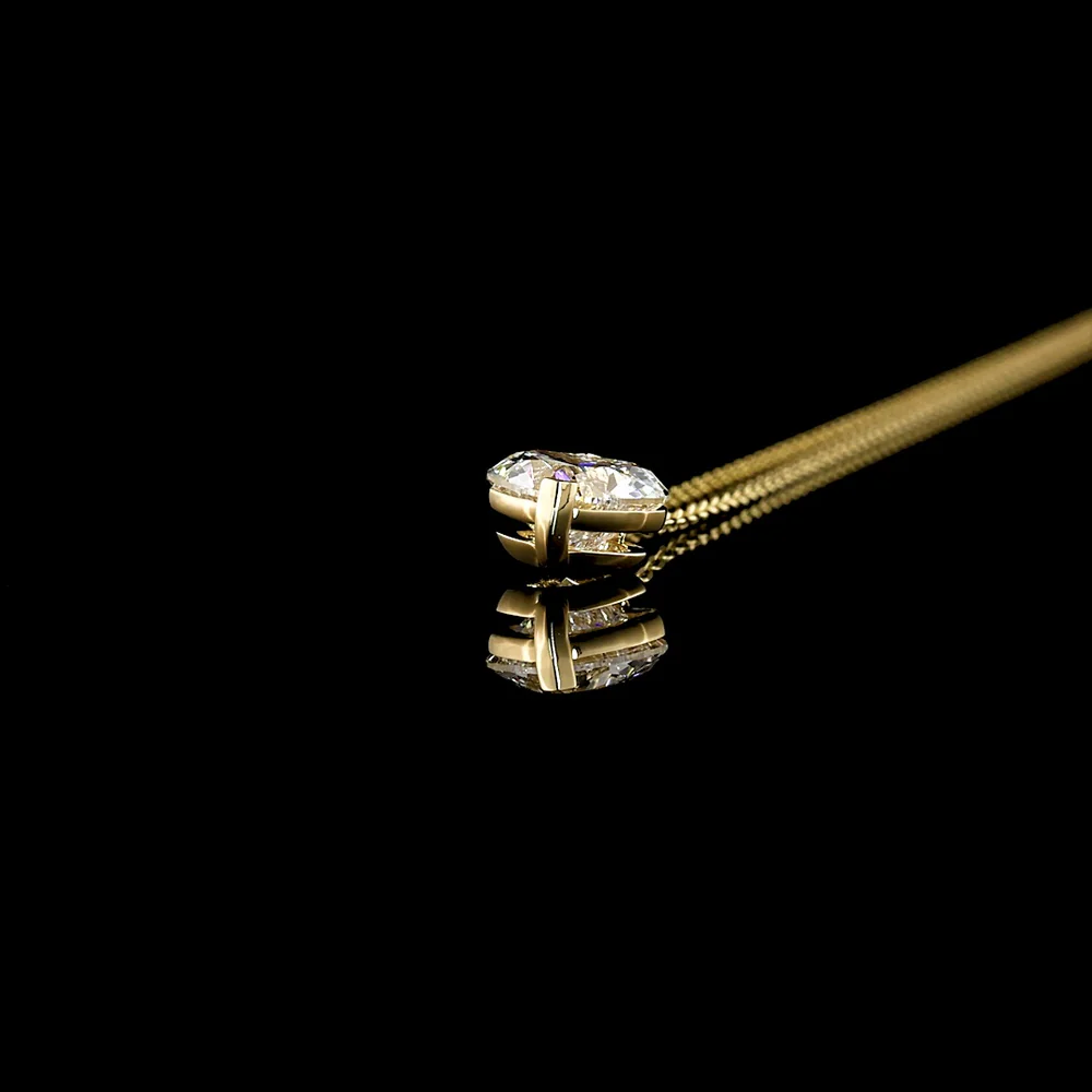 14K Yellow Gold Heart Shape Pendant with 1.03 Carat Lab Diamond and Pave Set Diamond Bail - 1.05 Total Carat Weight - Covaloro Fine Jewelry - Image 3