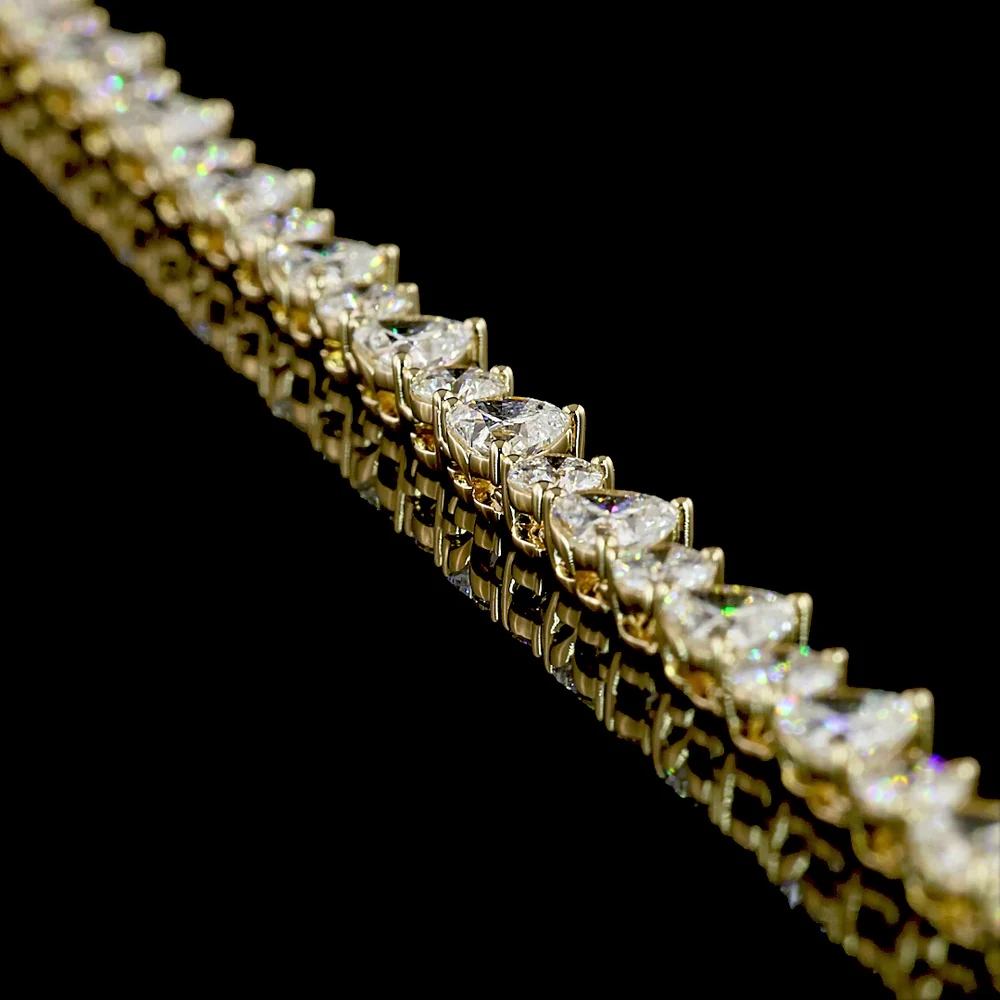 14K Yellow Gold Heart-Shaped Tennis Necklace with Lab-Grown Heart and Round Diamonds - 7.36 Carats Total Diamond Weight - Covaloro Fine Jewelry - Image 3