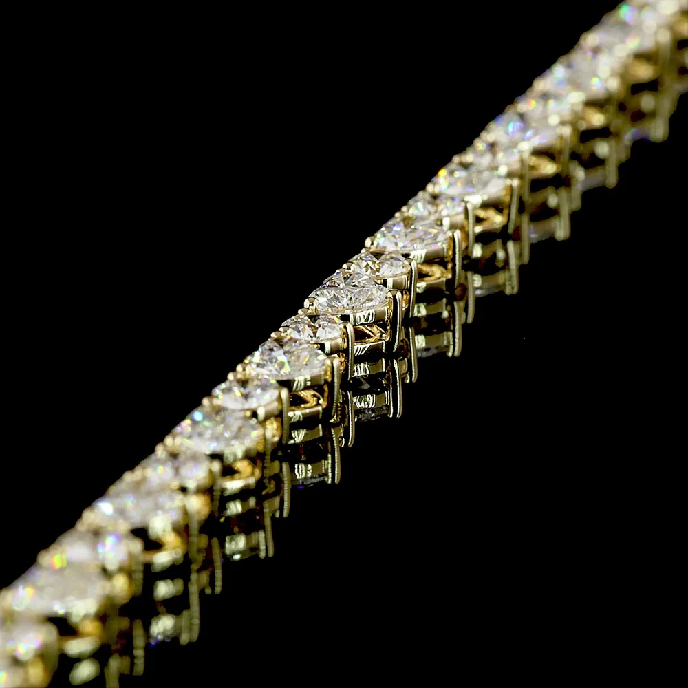 14K Yellow Gold Heart-Shaped Tennis Necklace with Lab-Grown Heart and Round Diamonds - 7.36 Carats Total Diamond Weight - Covaloro Fine Jewelry - Image 4