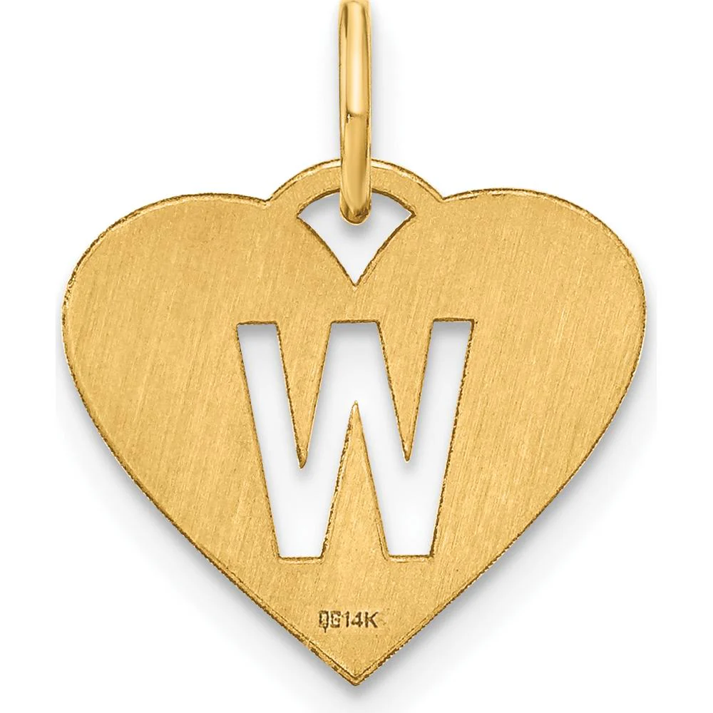 14K Yellow Gold Heart-Shaped W Initial Charm Pendant - Personalized Jewelry Piece by Oro Pregiato - Image 3