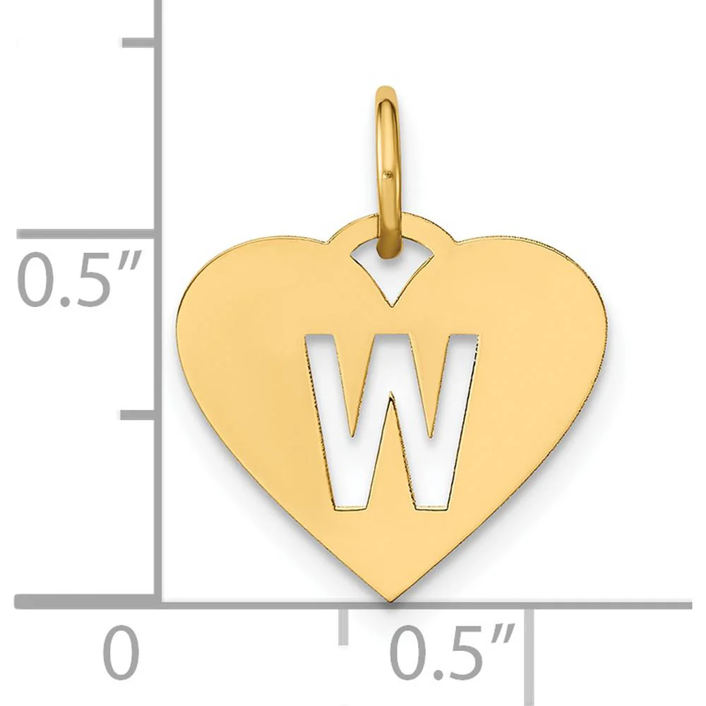 14K Yellow Gold Heart-Shaped W Initial Charm Pendant - Personalized Jewelry Piece by Oro Pregiato - Image 4
