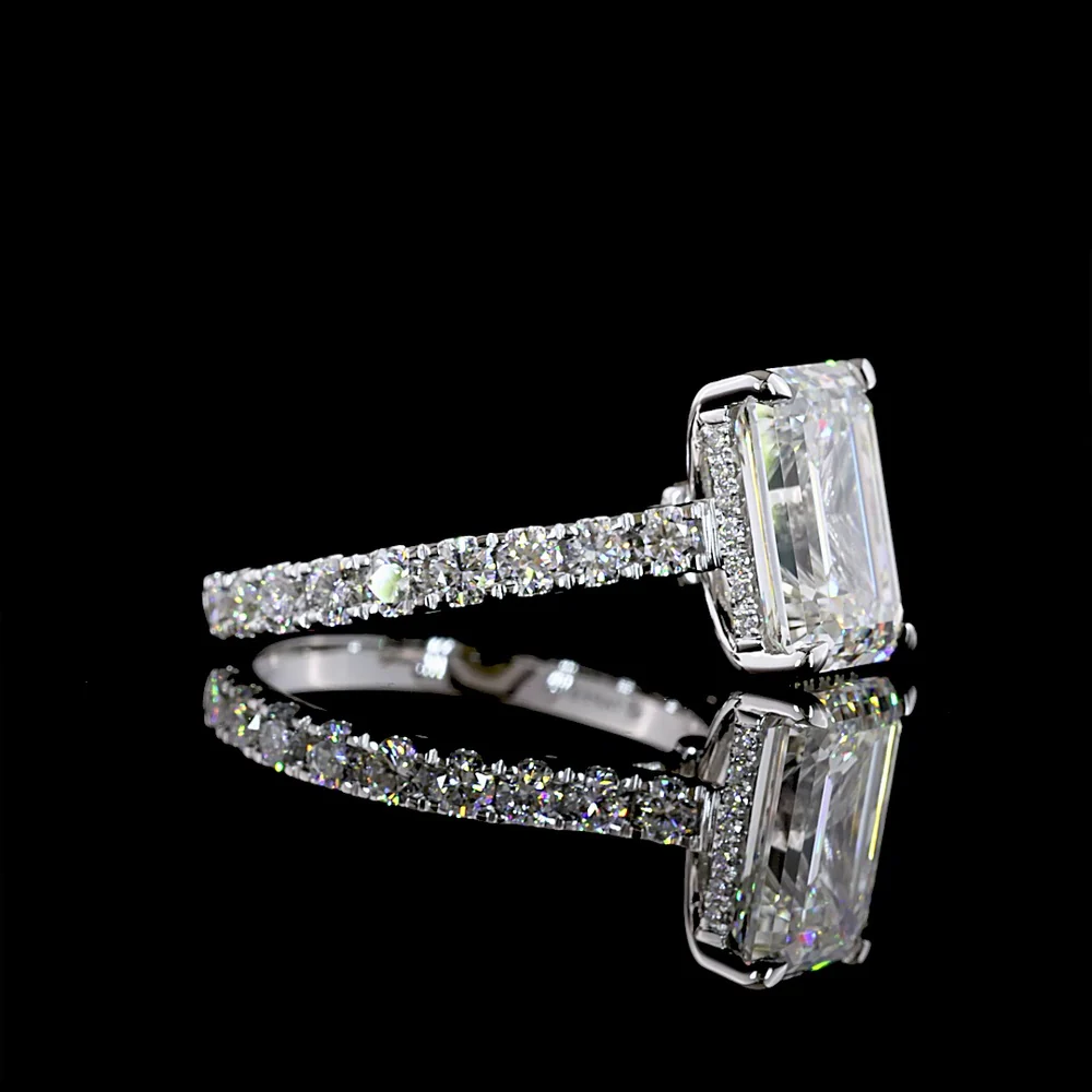14K Yellow Gold Hidden Halo Emerald Cut Lab Diamond Ring - 5.27 Carat Total Weight, Center 4.20 Carat E VVS2, IGI Certified - Covaloro Fine Jewelry - Image 2