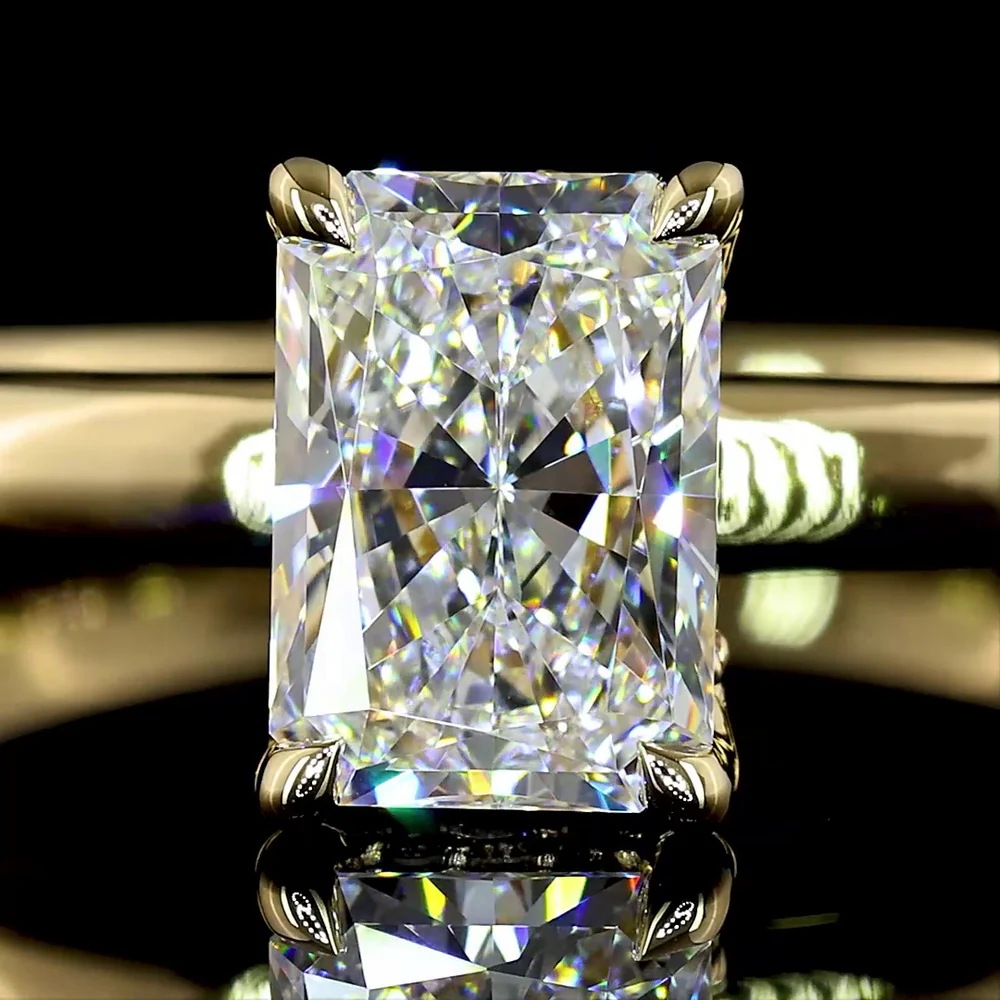 14K Yellow Gold Hidden Halo Ring with 1.01 Carat Radiant Cut Lab Diamond and 0.06 Carat Accent Diamonds IGI Certified - 1.07 Carat Total Weight - Covaloro Fine Jewelry - Image 2