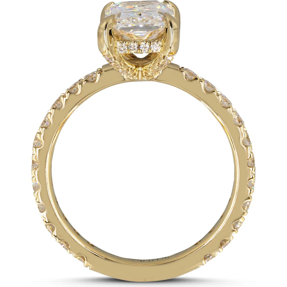 14K Yellow Gold Hidden Halo Ring with 1.08 Carat Radiant Cut Lab Diamond and Diamond Accented Band - 1.43 Total Carat Weight, GIA Certified - Covaloro Fine Jewelry - Image 2