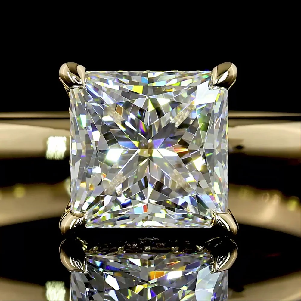 14K Yellow Gold Hidden Halo Ring with 1.54 Carat Princess Cut Lab Diamond and 0.06 Carat Brilliant Cut Diamond Accents - IGI Certified E VS1 - Covaloro Fine Jewelry - Image 2