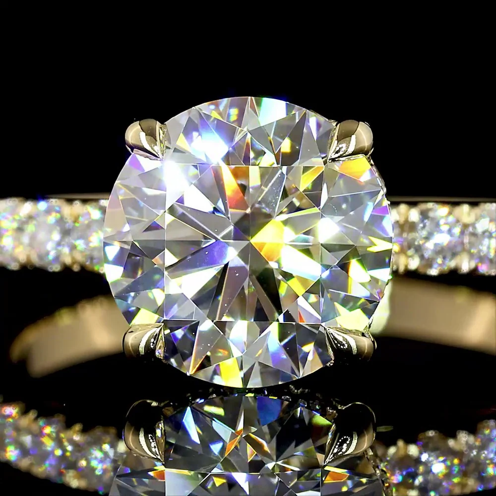 14K Yellow Gold Hidden Halo Ring with 2.02 Carat Round Brilliant Cut Lab Diamond and E-F VS1 Clarity - 2.49 Total Carat Weight - Covaloro Fine Jewelry - Image 2