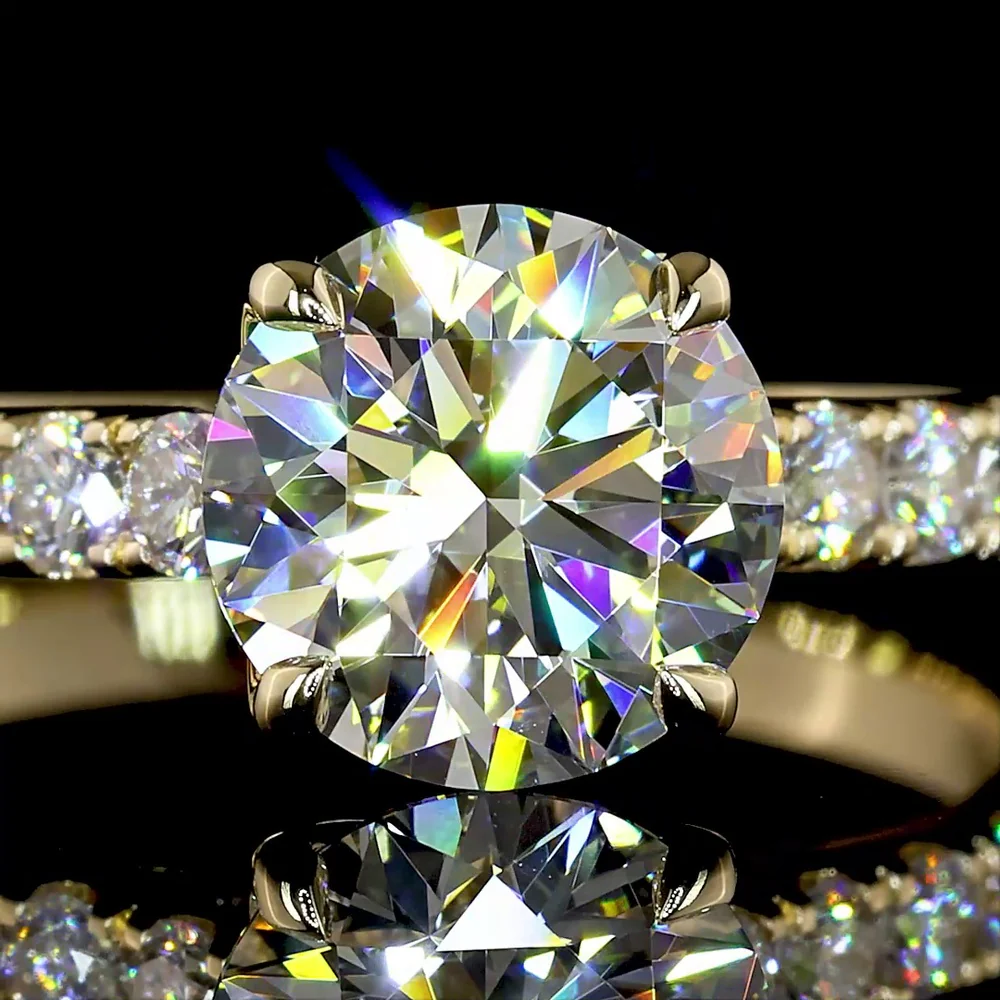 14K Yellow Gold Hidden Halo Ring with Round Brilliant Cut Lab Diamonds - 1.98 Carats Total Diamond Weight - Covaloro Fine Jewelry - Image 2