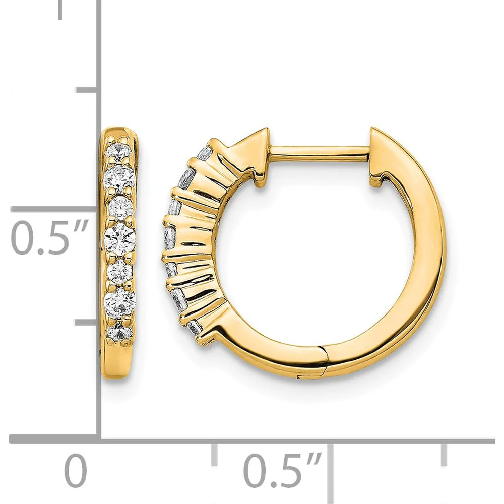 14K Yellow Gold Hinged Hoop Earrings with Round White Diamonds - 0.025 Carat Total Diamond Weight by Oro Pregiato - Image 4