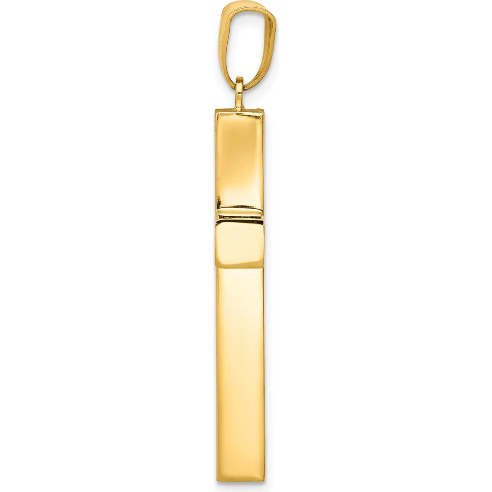 14K Yellow Gold Hollow Cross Pendant - 42mm Length, 22mm Width by Oro Pregiato - Image 2