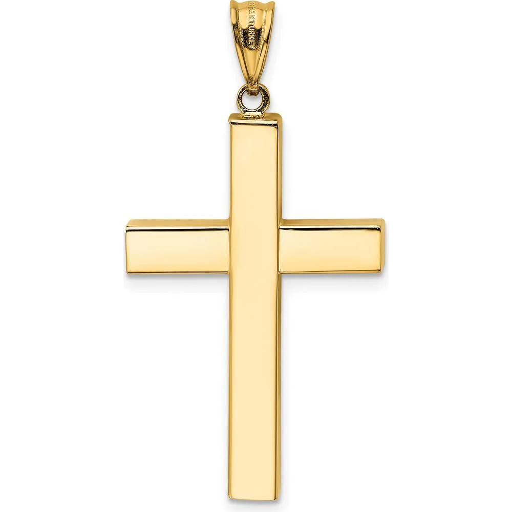 14K Yellow Gold Hollow Cross Pendant - 42mm Length, 22mm Width by Oro Pregiato - Image 3