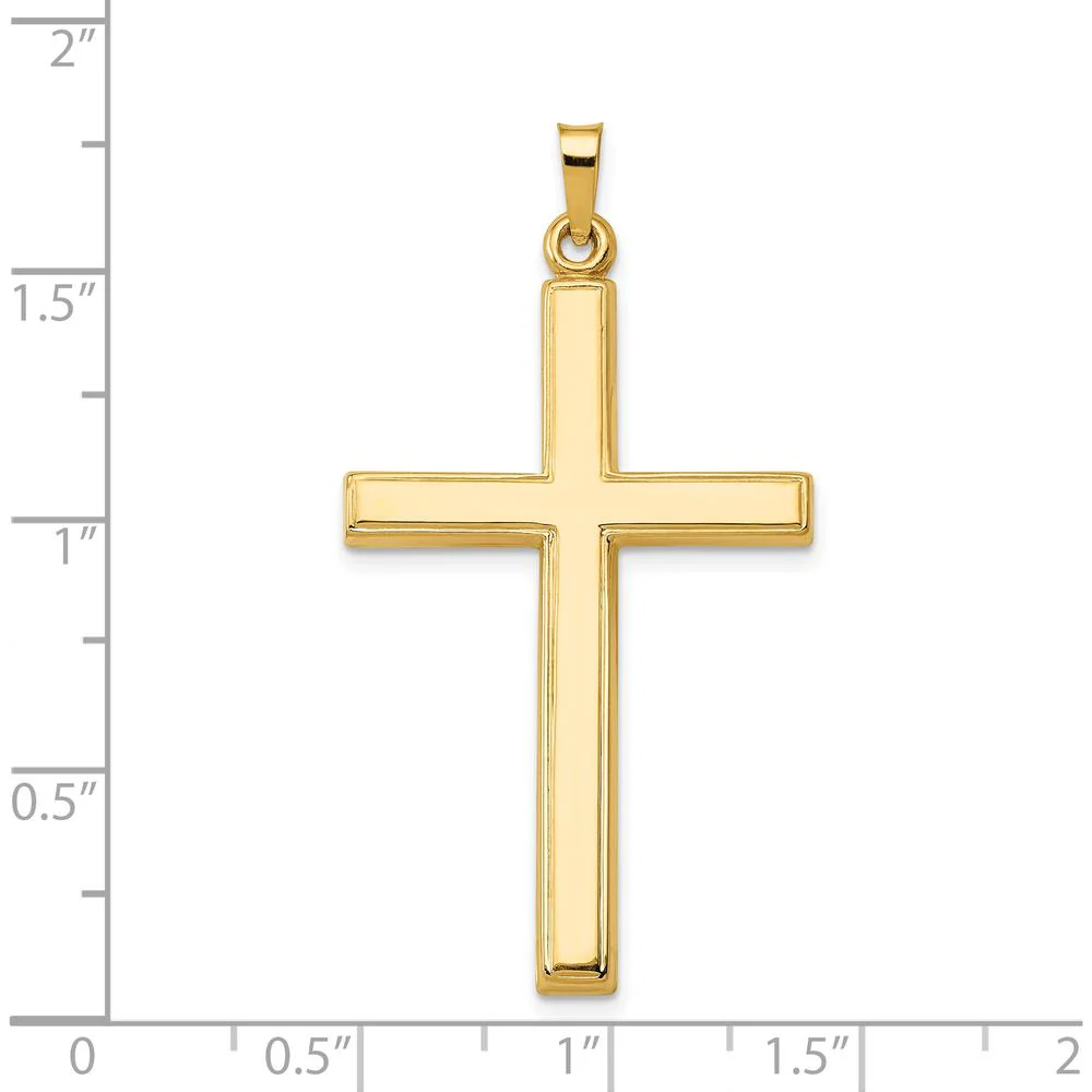 14K Yellow Gold Hollow Cross Pendant - 44mm Length, 23mm Width by Oro Pregiato - Image 3