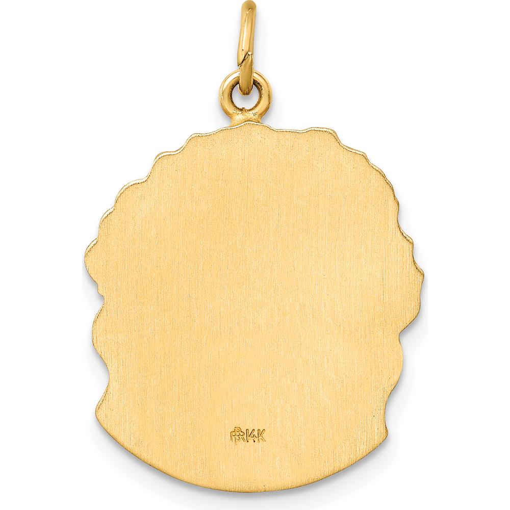 14K Yellow Gold Hollow Polished and Satin Medium Jesus Medal by Oro Pregiato - Image 3