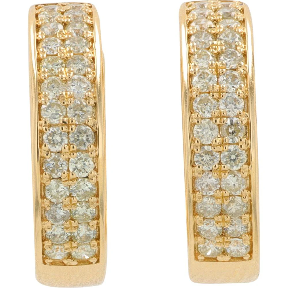 14K Yellow Gold Huggie Earrings with 0.50 Carat Total Diamond Weight - Pavé Set - Image 2