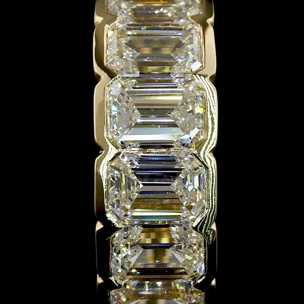 14K Yellow Gold Huggie Earrings with 12 Half Bezel Set Emerald Cut Lab Diamonds - 2.05 Carat Total Diamond Weight - Covaloro Fine Jewelry - Image 3