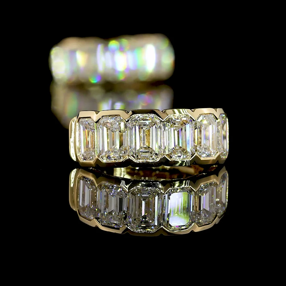 14K Yellow Gold Huggie Earrings with 12 Half Bezel Set Emerald Cut Lab Diamonds - 2.05 Carat Total Diamond Weight - Covaloro Fine Jewelry - Image 4