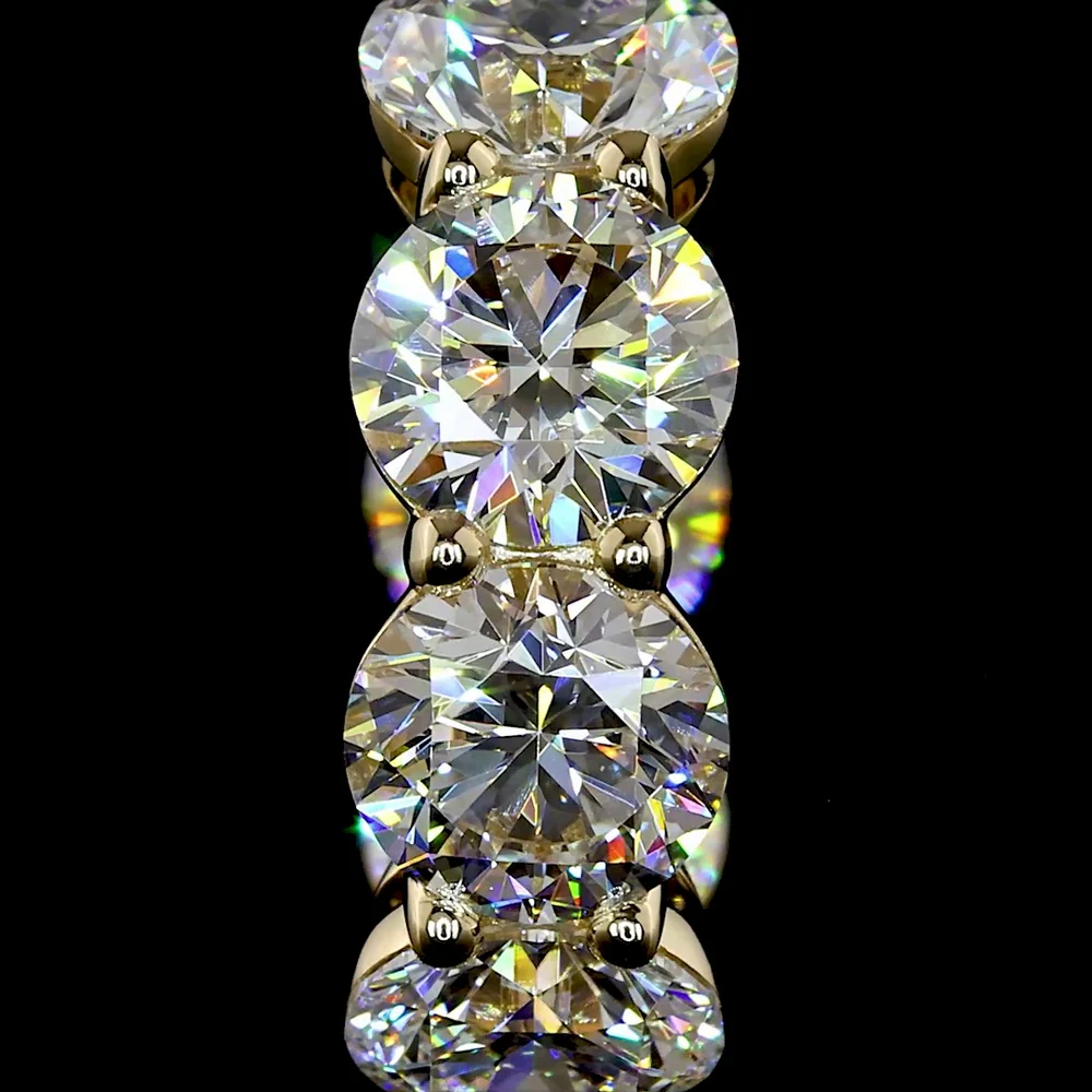 14K Yellow Gold Huggie Earrings with 12 Round Brilliant Cut Lab Diamonds - 5.00 Carat Total Weight, E-F Color VS Clarity - Covaloro Fine Jewelry - Image 3