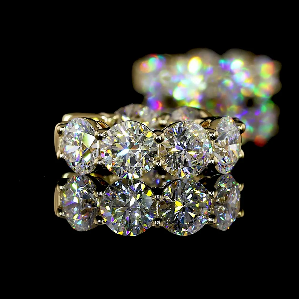 14K Yellow Gold Huggie Earrings with 12 Round Brilliant Cut Lab Diamonds - 5.00 Carat Total Weight, E-F Color VS Clarity - Covaloro Fine Jewelry - Image 4