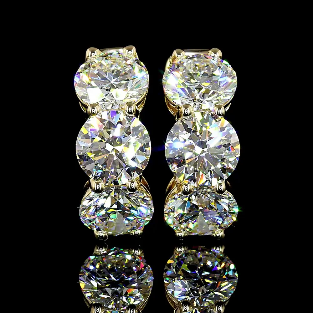 14K Yellow Gold Huggie Earrings with 6 Brilliant Round Lab-Grown Diamonds - 4.46 Carat Total Diamond Weight - Covaloro Fine Jewelry - Image 2