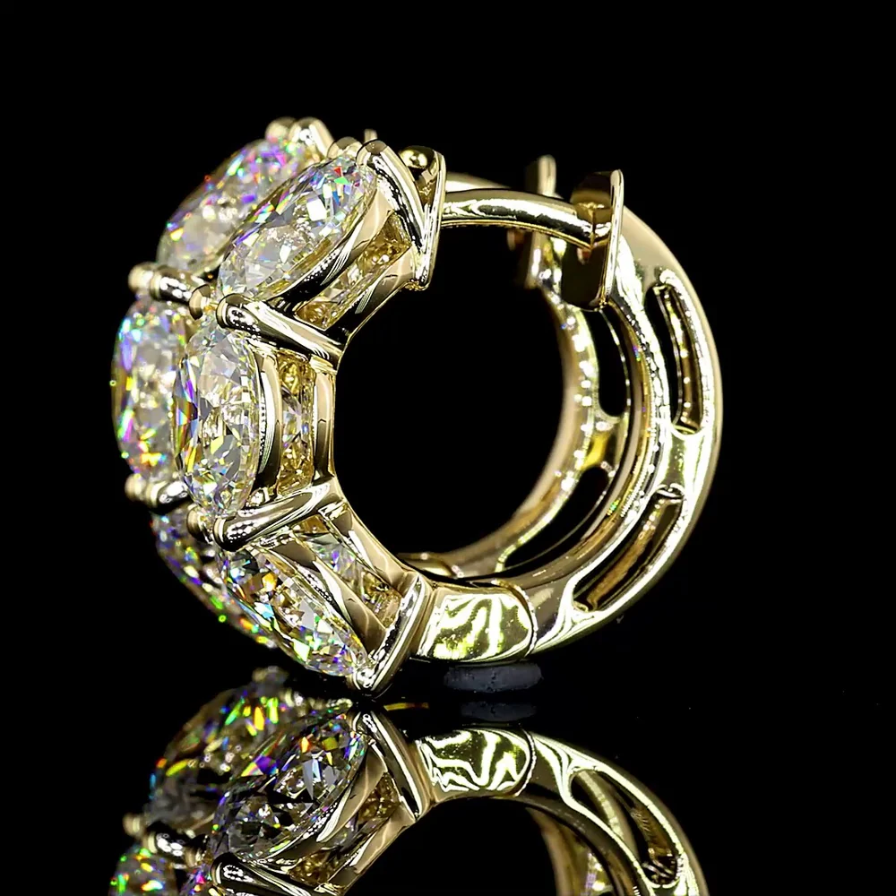 14K Yellow Gold Huggie Earrings with 6 Brilliant Round Lab-Grown Diamonds - 4.46 Carat Total Diamond Weight - Covaloro Fine Jewelry - Image 3