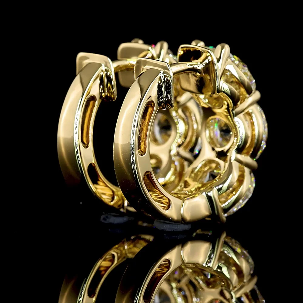 14K Yellow Gold Huggie Earrings with 6 Brilliant Round Lab-Grown Diamonds - 4.46 Carat Total Diamond Weight - Covaloro Fine Jewelry - Image 4