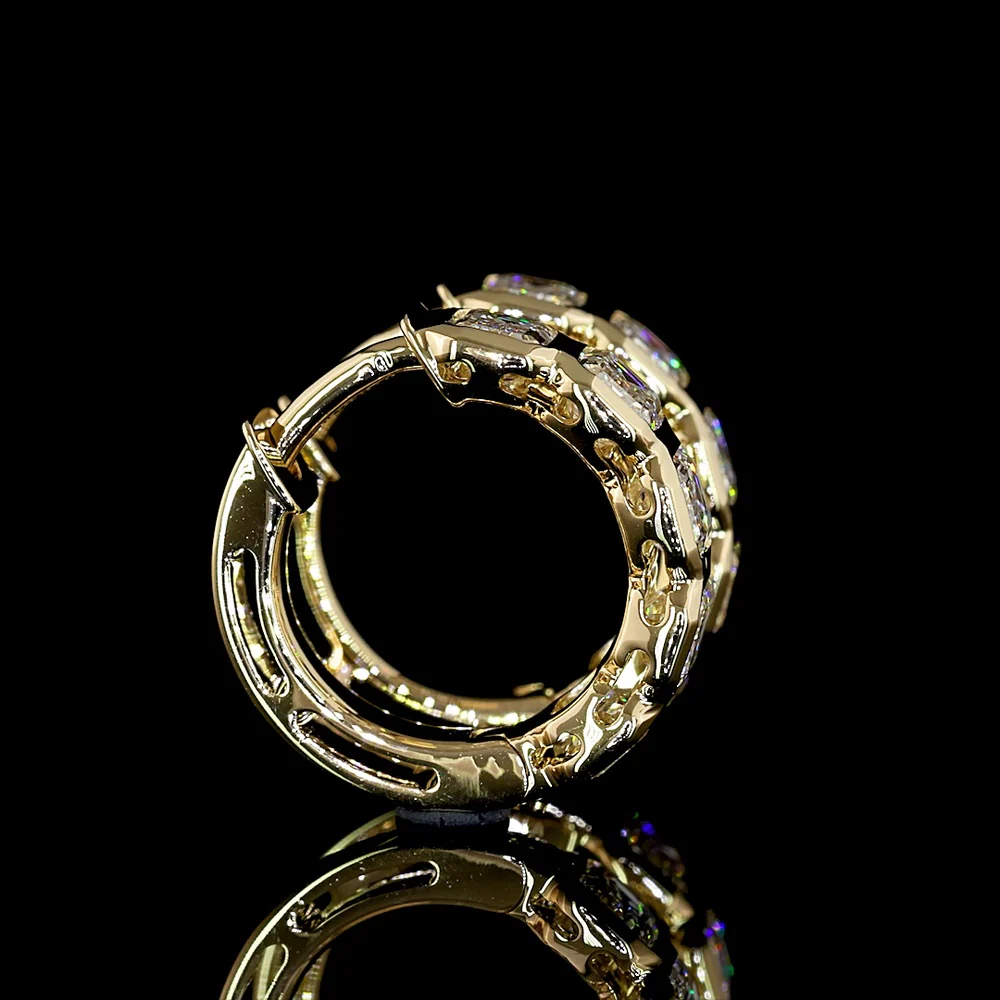 14K Yellow Gold Huggie Earrings with Bezel Set Emerald Cut Lab Diamonds - 1.89 Carats Total Diamond Weight - Covaloro Fine Jewelry - Image 4