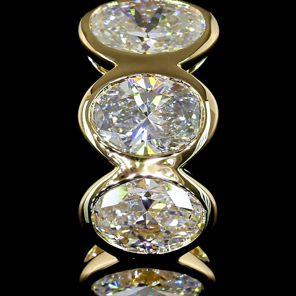 14K Yellow Gold Huggie Earrings with Bezel Set Oval Cut Lab Diamonds - 2.06 Carats Total Diamond Weight - Covaloro Fine Jewelry - Image 2
