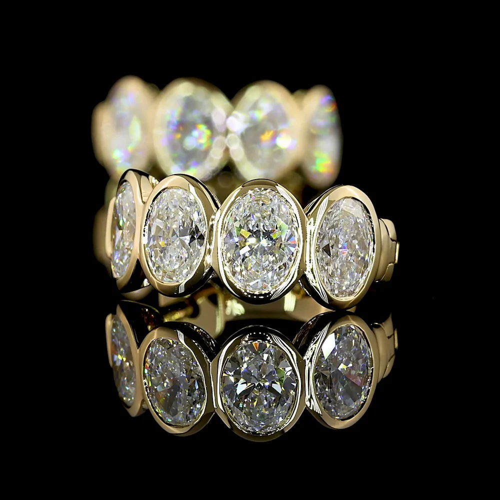 14K Yellow Gold Huggie Earrings with Bezel Set Oval Cut Lab Diamonds - 2.06 Carats Total Diamond Weight - Covaloro Fine Jewelry - Image 3