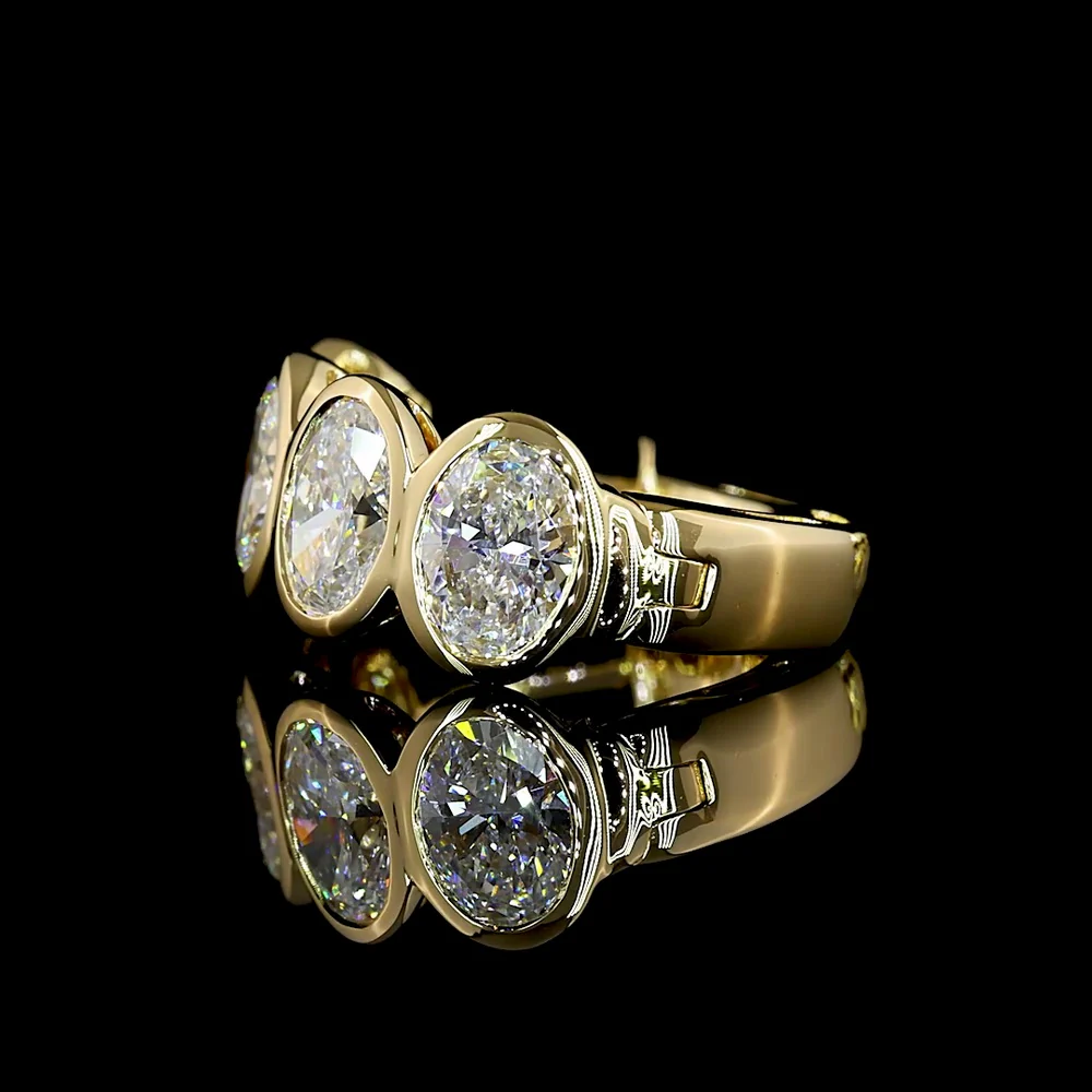 14K Yellow Gold Huggie Earrings with Bezel Set Oval Cut Lab Diamonds - 2.06 Carats Total Diamond Weight - Covaloro Fine Jewelry - Image 4
