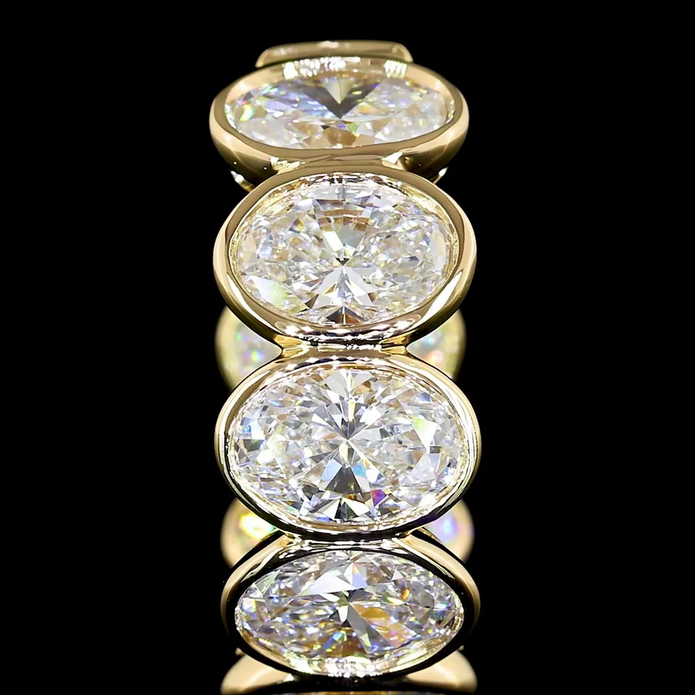 14K Yellow Gold Huggie Earrings with Bezel Set Oval Cut Lab Diamonds - 2.34 Carat Total Diamond Weight - Covaloro Fine Jewelry - Image 2