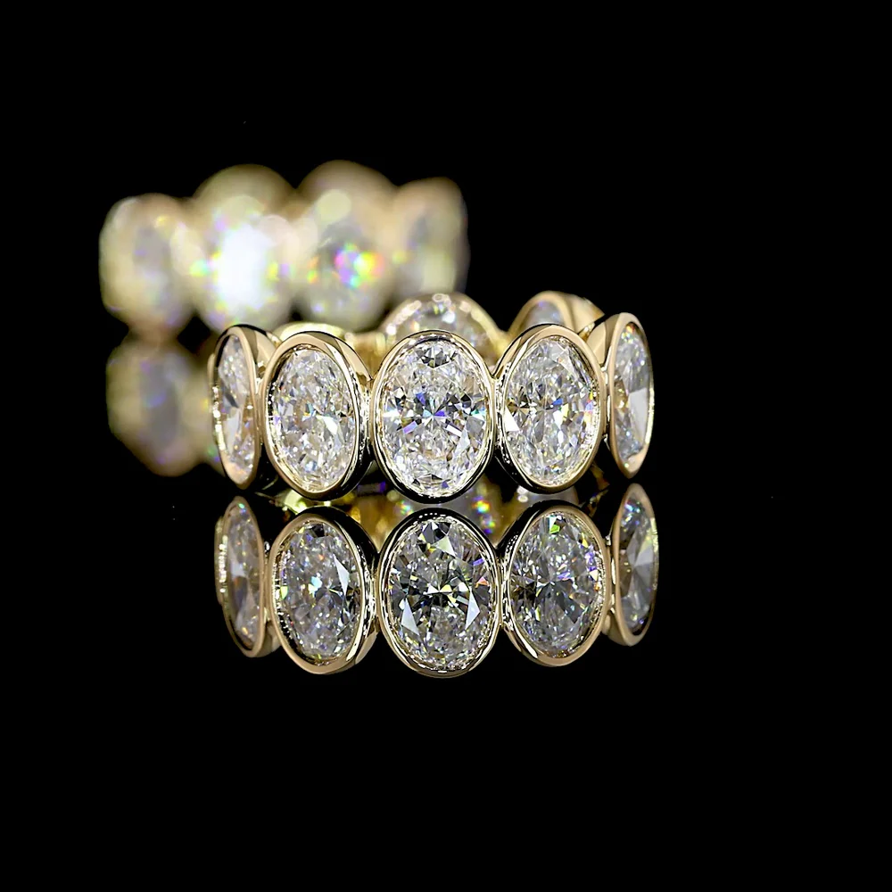 14K Yellow Gold Huggie Earrings with Bezel Set Oval Cut Lab Diamonds - 2.34 Carat Total Diamond Weight - Covaloro Fine Jewelry - Image 4