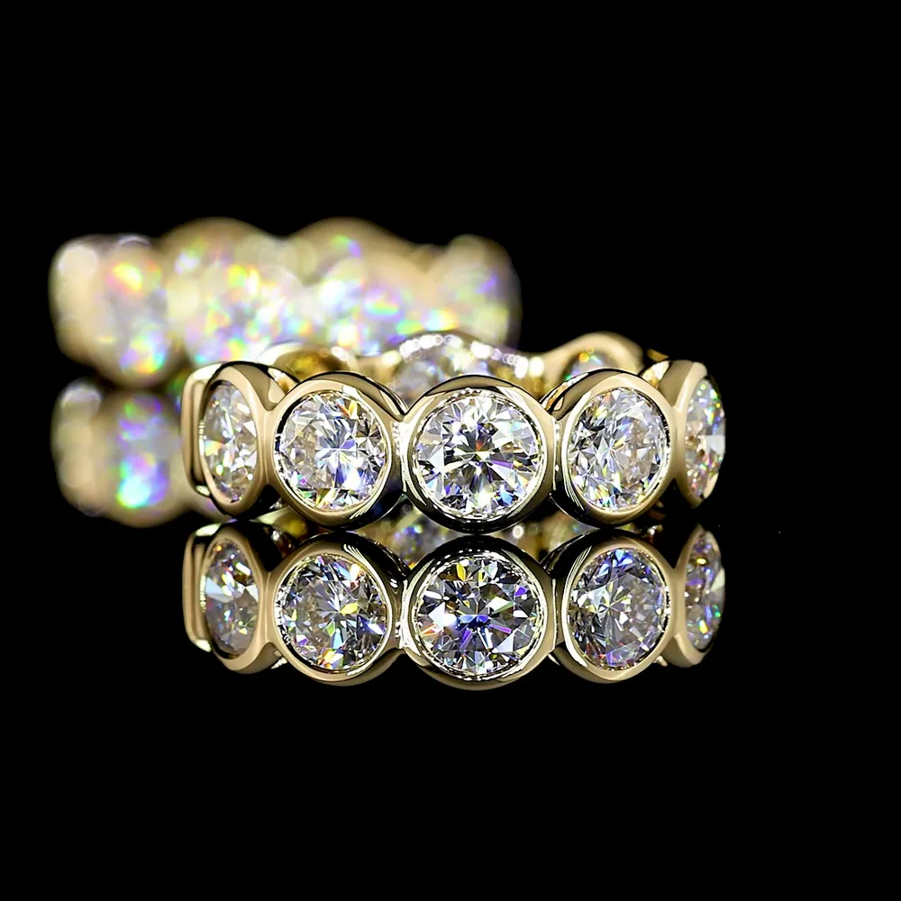 14K Yellow Gold Huggie Earrings with Bezel-Set Round Lab Diamonds - 2.01 Carat Total Diamond Weight - Covaloro Fine Jewelry - Image 4