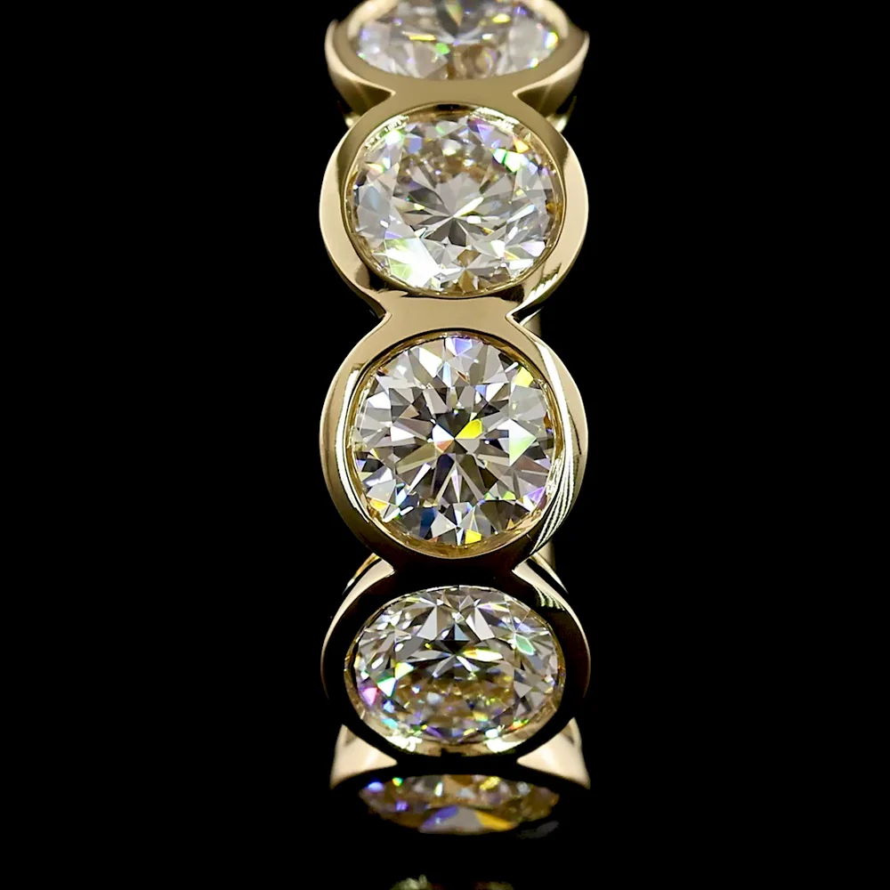 14K Yellow Gold Huggie Earrings with Bezel Set Round Lab Diamonds - 2.53 Carats Total Diamond Weight - Covaloro Fine Jewelry - Image 3