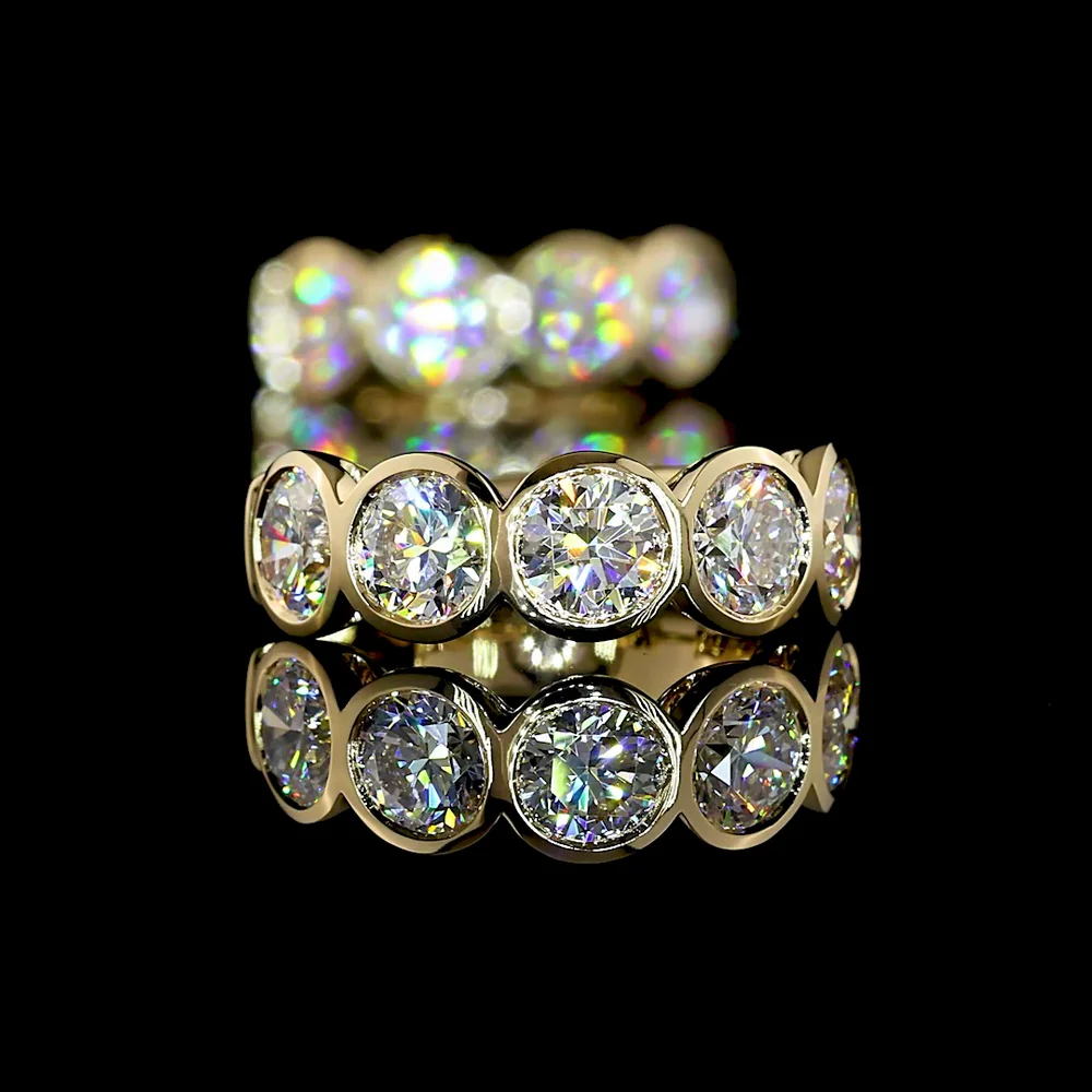 14K Yellow Gold Huggie Earrings with Bezel Set Round Lab Diamonds - 2.53 Carats Total Diamond Weight - Covaloro Fine Jewelry - Image 4