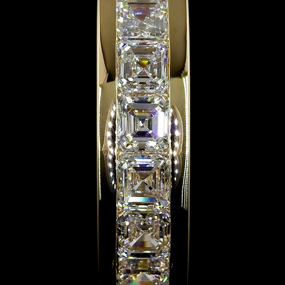 14K Yellow Gold Huggie Earrings with Channel Set Asscher Cut Lab Diamonds - 1.58 Carats Total Diamond Weight (E-F Color, VS Clarity) - Covaloro Fine Jewelry - Image 3