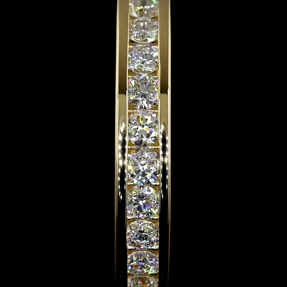14K Yellow Gold Huggie Earrings with Channel Set Round Lab Grown Diamonds - 0.55 Carats Total Diamond Weight - Covaloro Fine Jewelry - Image 3